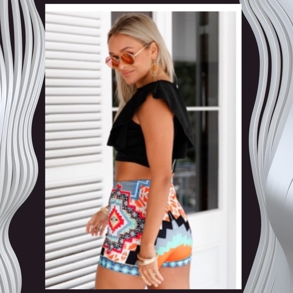 Fashion Print Party High Waist Shorts - Picture 3 of 3